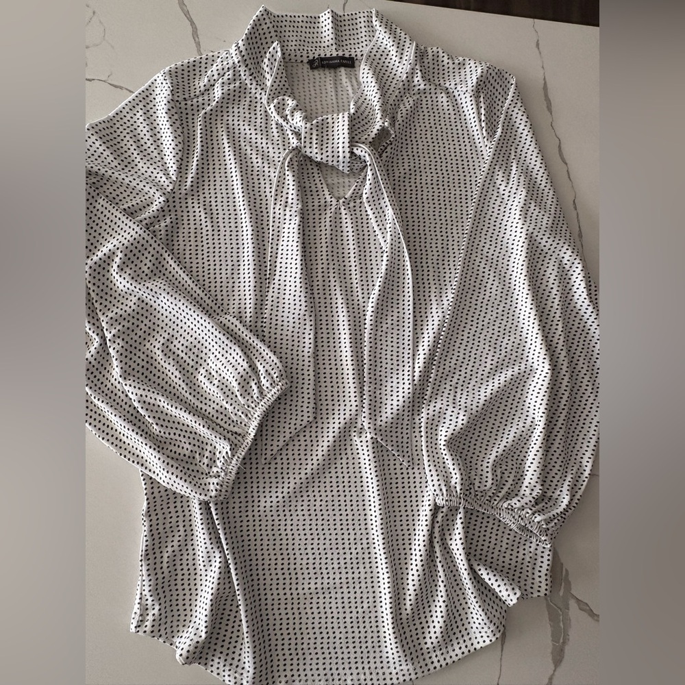 Adrianna Papell Black and White Dotted Blouse